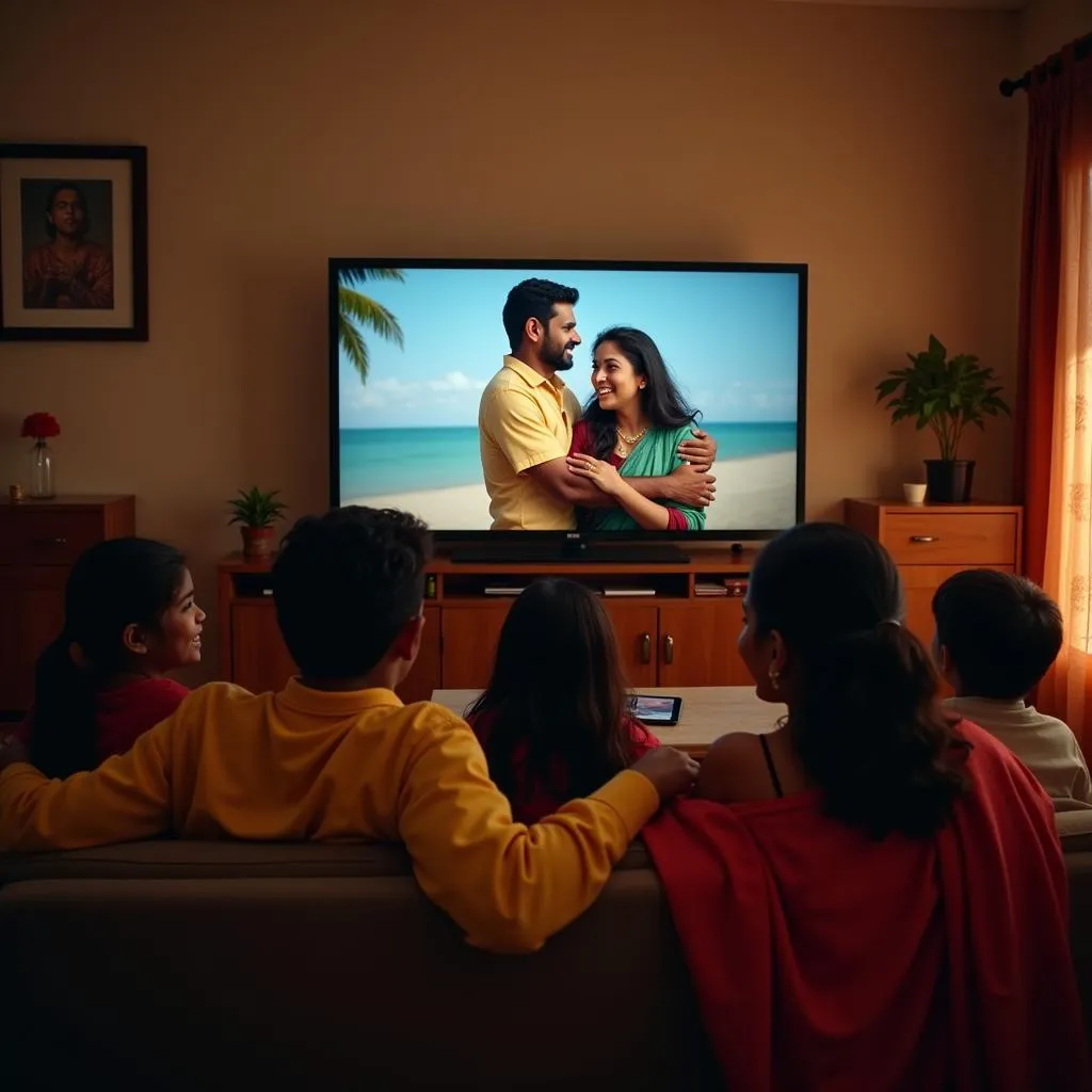 Tamil Family Enjoying Movie Night