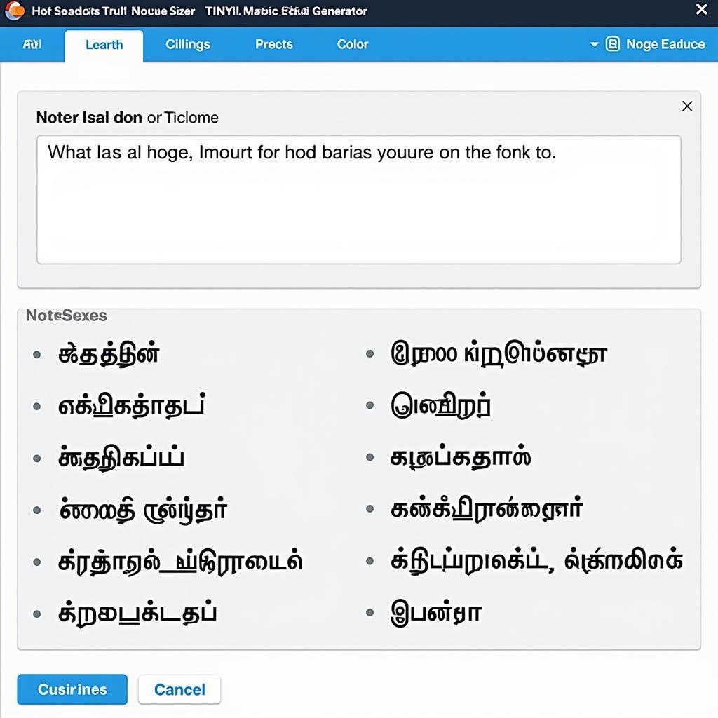 Tamil Movie Font Generator Interface