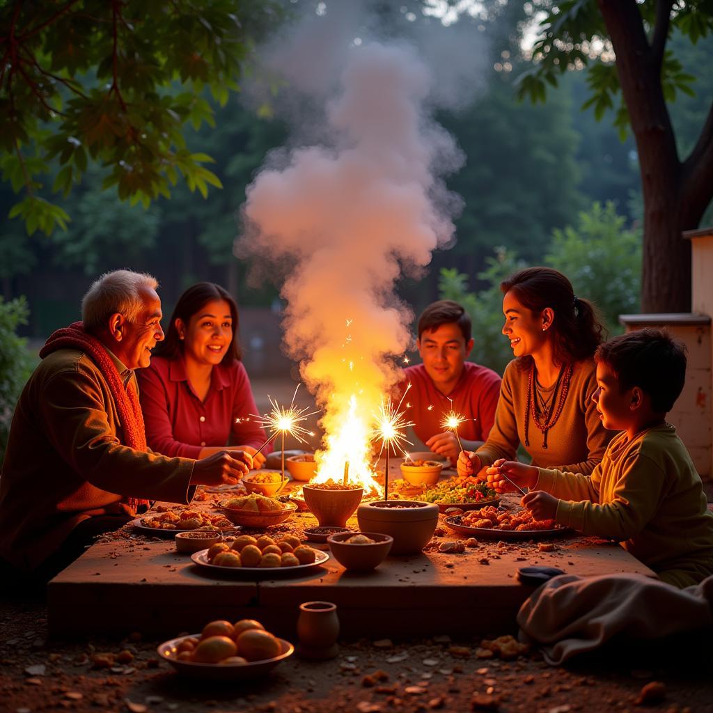 A Telugu family celebrating a festival together.