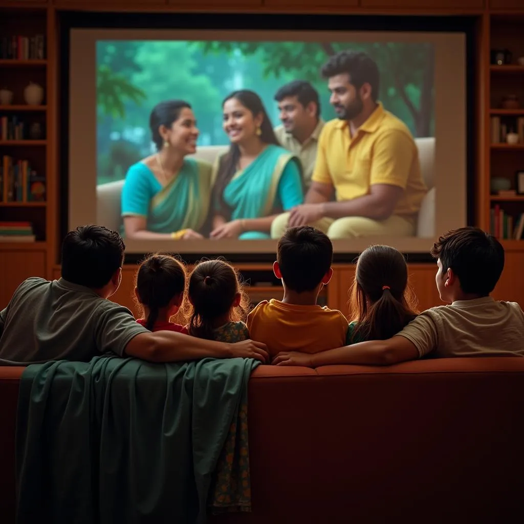 Family enjoying a Telugu movie