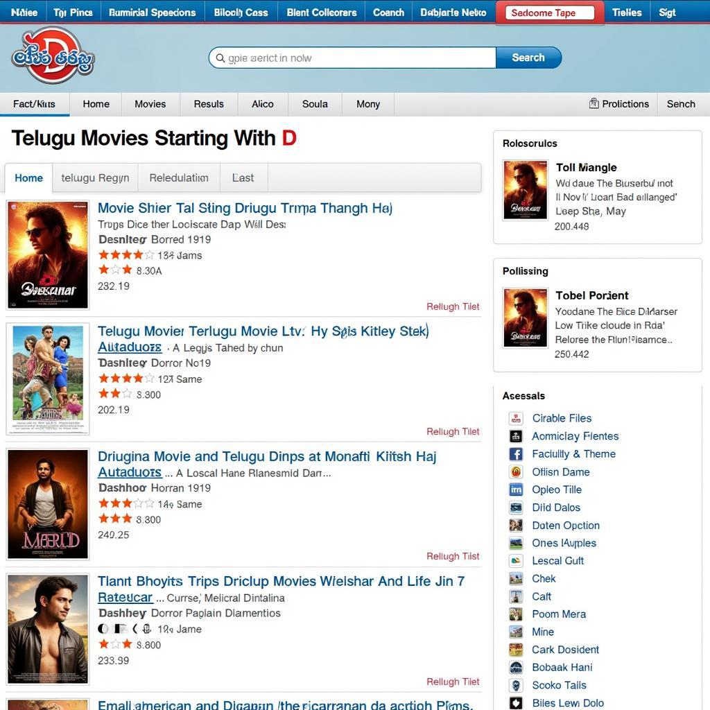 Telugu Movie Database Search Results