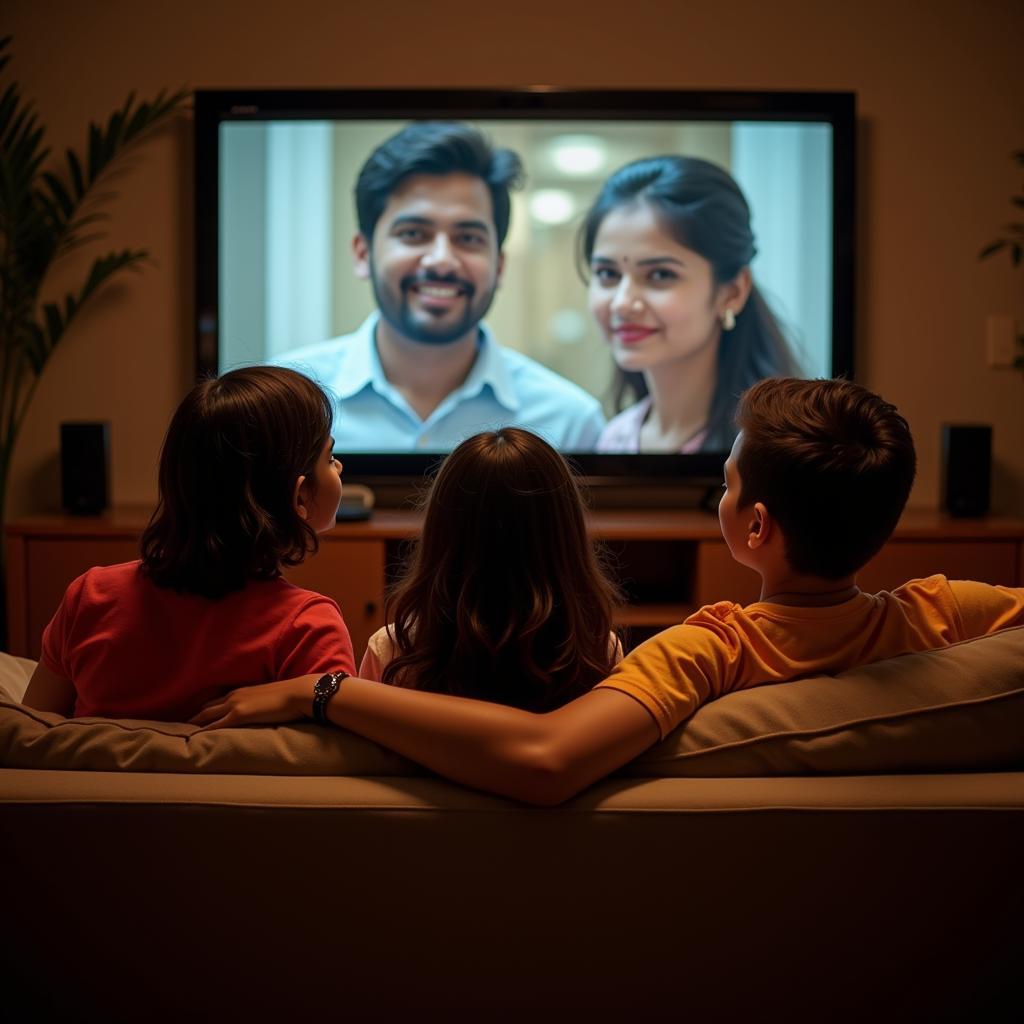 Family Enjoying Telugu Movie Night