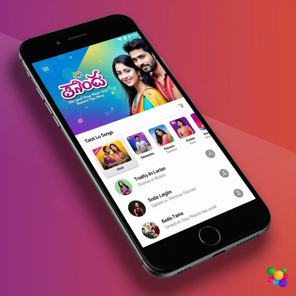 Screenshot of a Telugu music streaming app