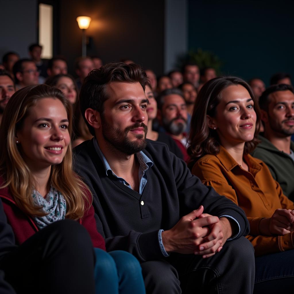 People from different cultures watching a movie together