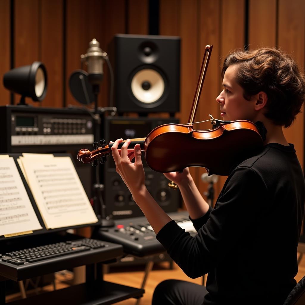 Violinist Playing for Movie Soundtrack