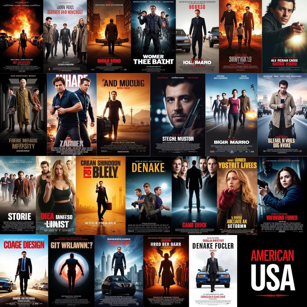 American Action Movie Poster Collage