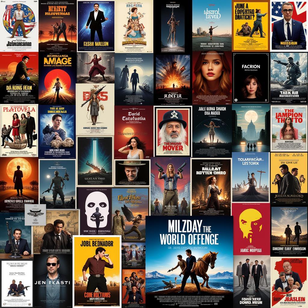 American Cinema's Global Impact: A montage of movie posters from different countries, highlighting the influence of American films on international cinema and popular culture.