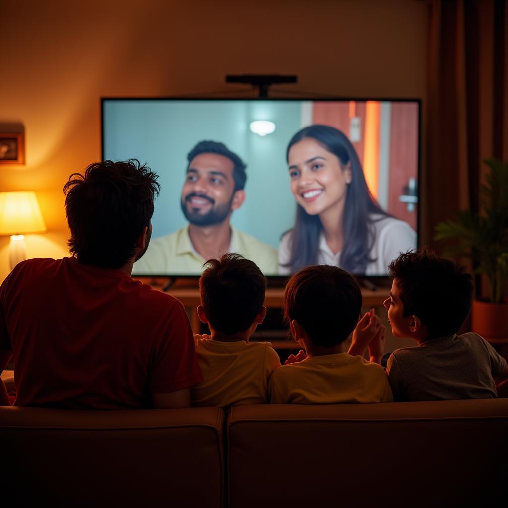 A Bangladeshi Family Enjoying a Movie Night