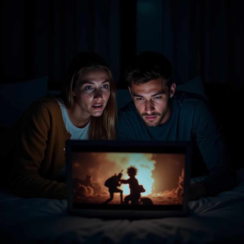 Couple Watching an Action Thriller