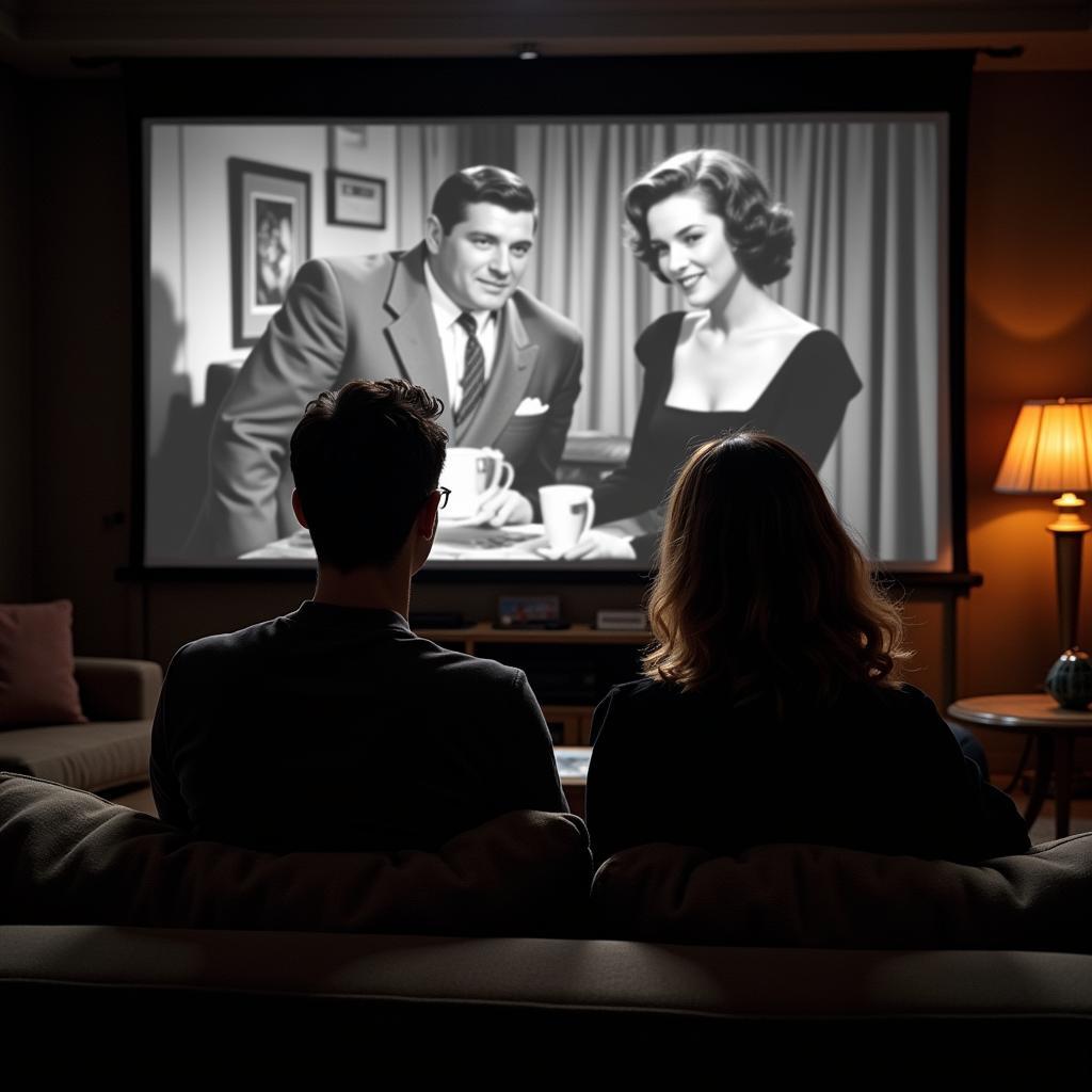 Couple Watching a Classic Hollywood Film