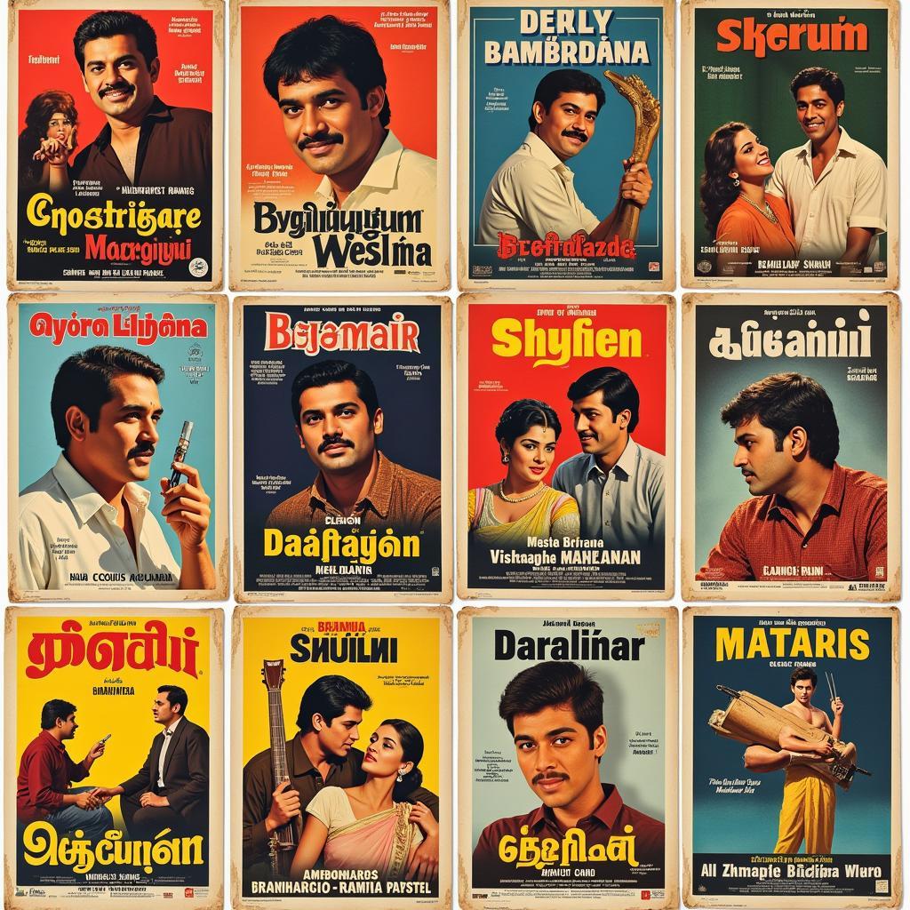 Classic Tamil cinema posters featuring Bharathi.