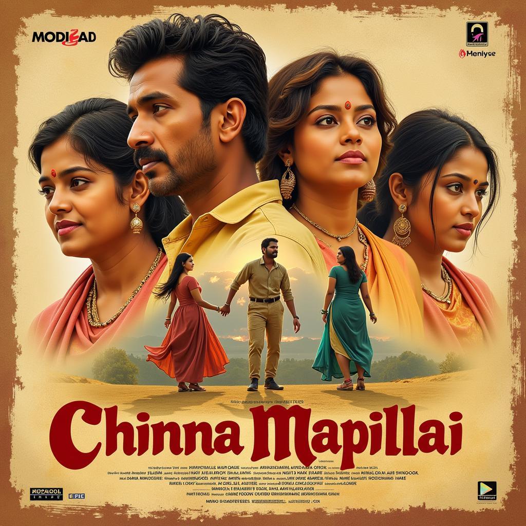 Chinna Mapillai movie poster featuring the main characters and highlighting the iconic soundtrack.