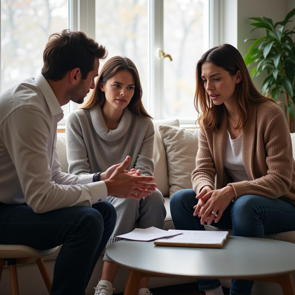 Couples therapy session during a divorce trip