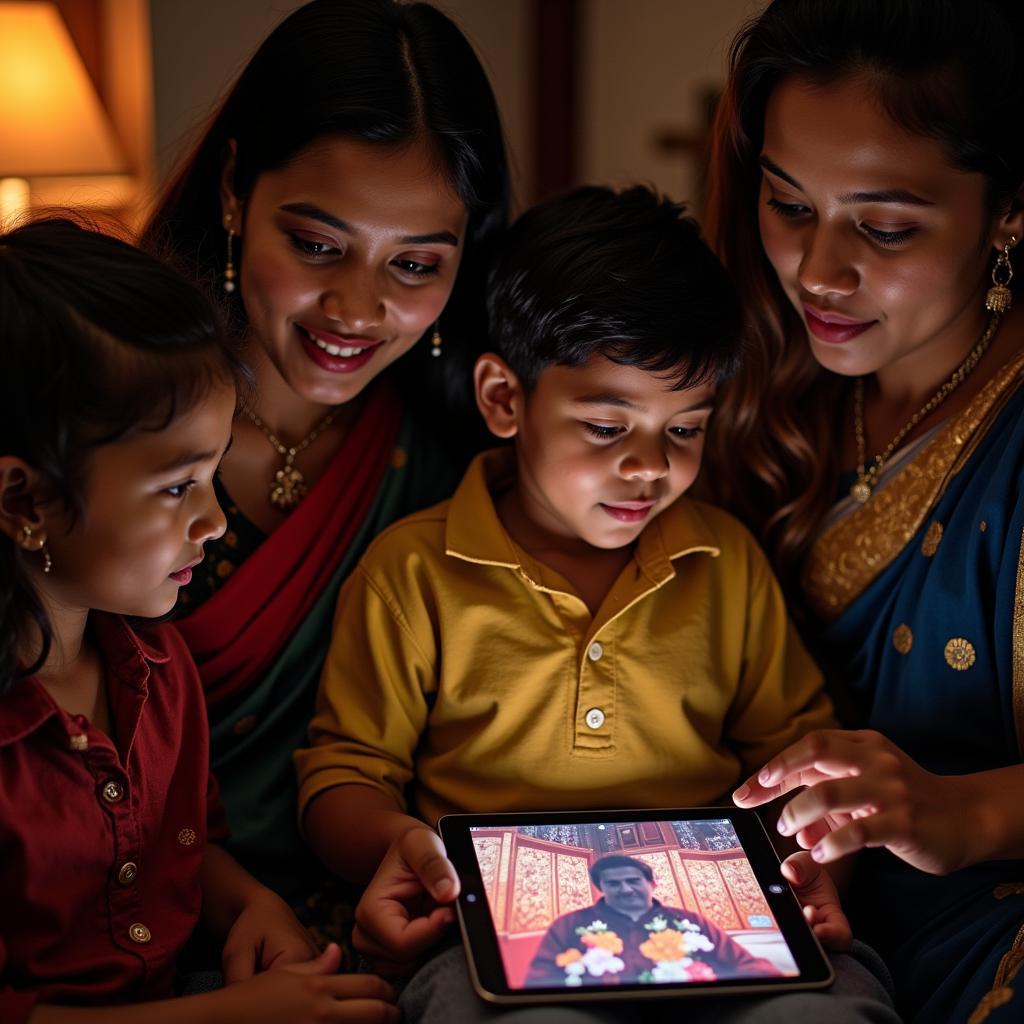 Enjoying Thamirabarani with Family on a Tablet