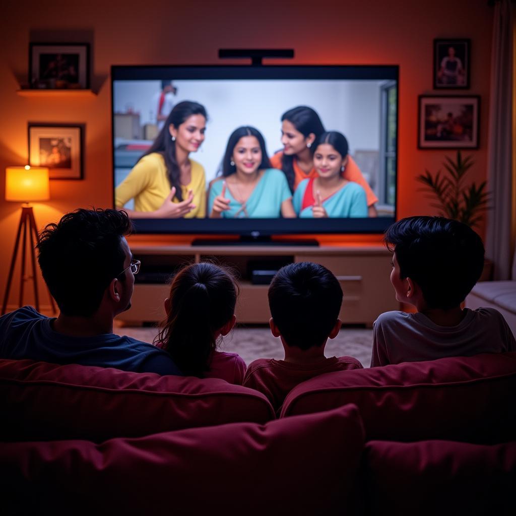 Family Watching Bollywood Movie