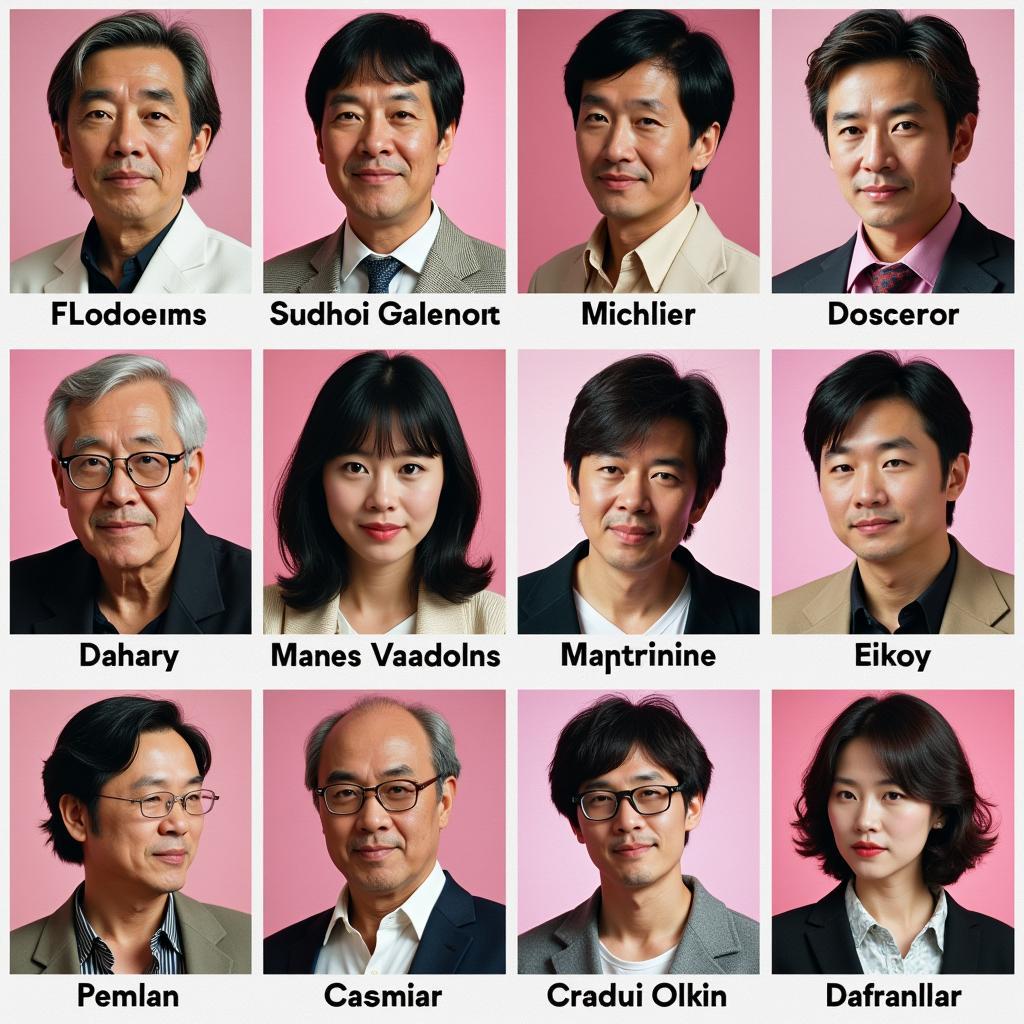 Portraits of influential directors and actors in the Japanese pink film genre