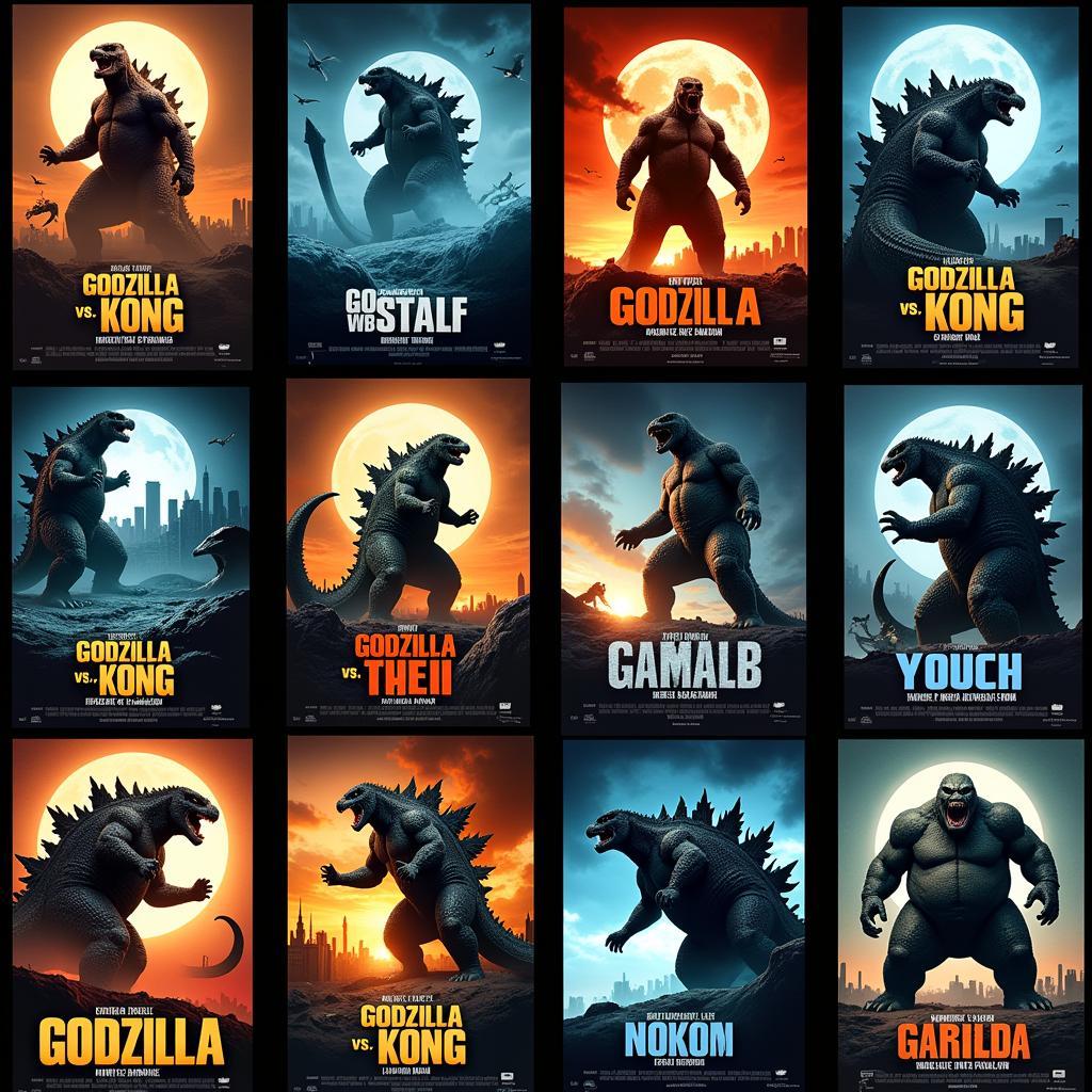 Godzilla and Kong movie posters