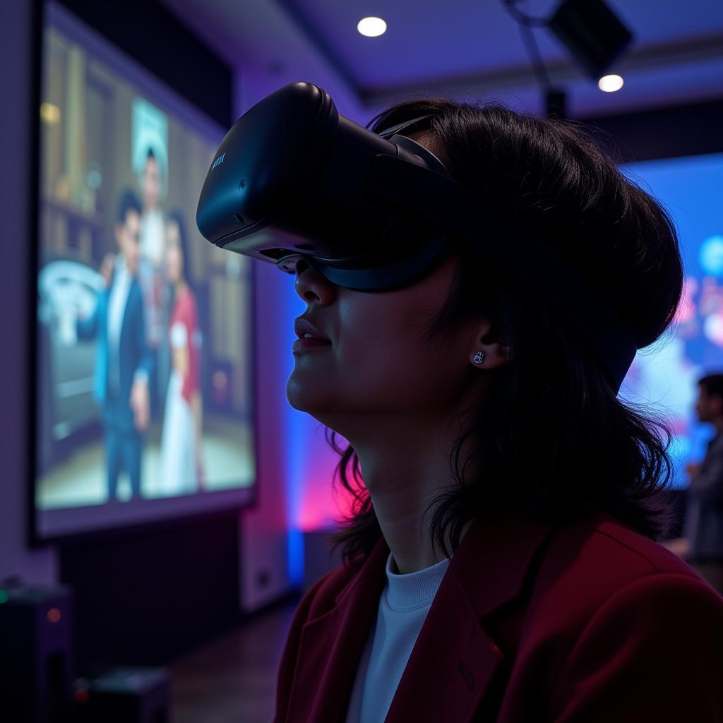 A person wearing a VR headset watching a Hindi B Grade Adult Movie