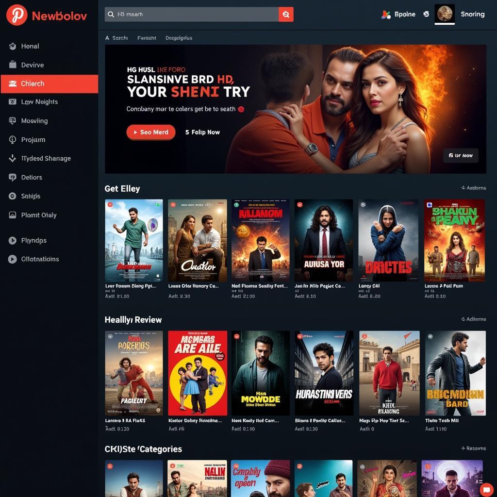 Hindi BF HD Movie Streaming Platform Interface