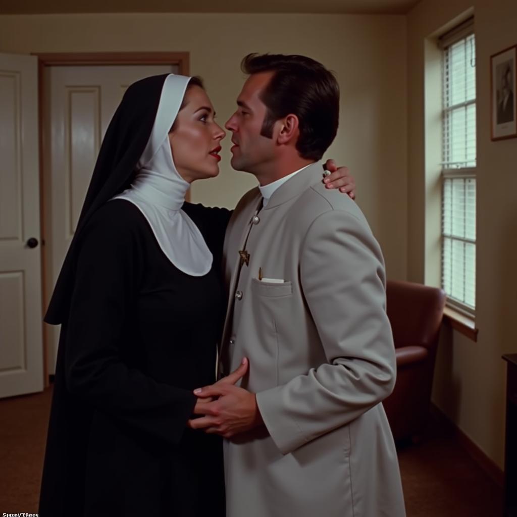 A scene from an early erotic nun film