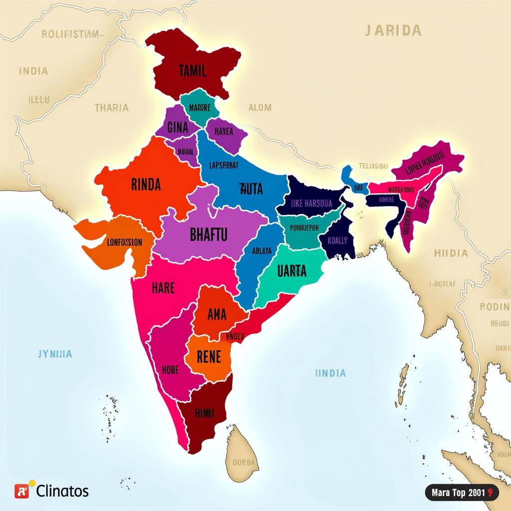 A map of India highlighting the different regions and languages associated with film production.