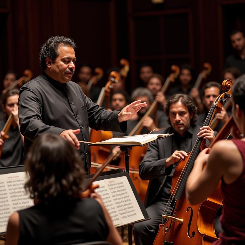 A.R. Rahman conducting the Lagaan soundtrack orchestra