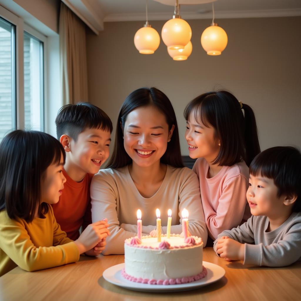 Modern Chinese Family Celebrating