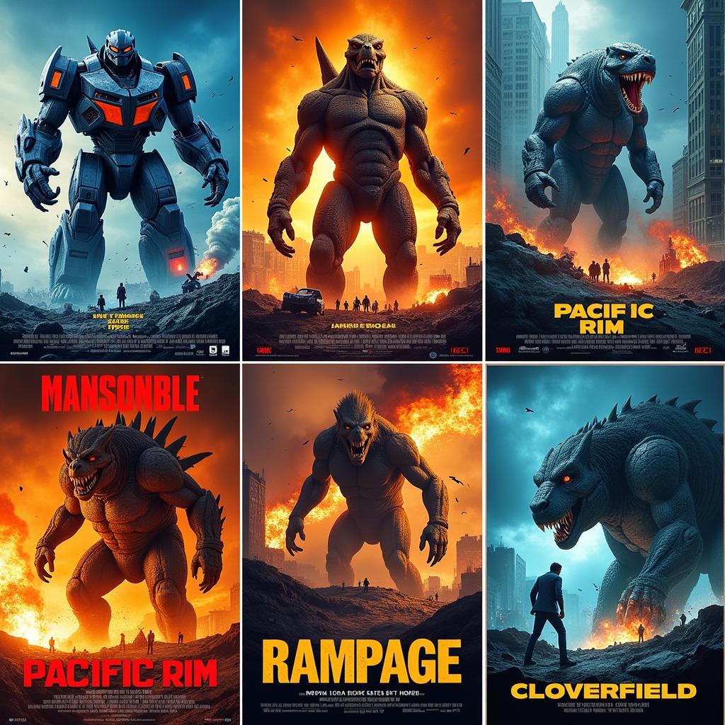 Monster Movies Like Godzilla vs Kong: A collage featuring posters of various monster movies similar in theme and genre to Godzilla vs Kong.