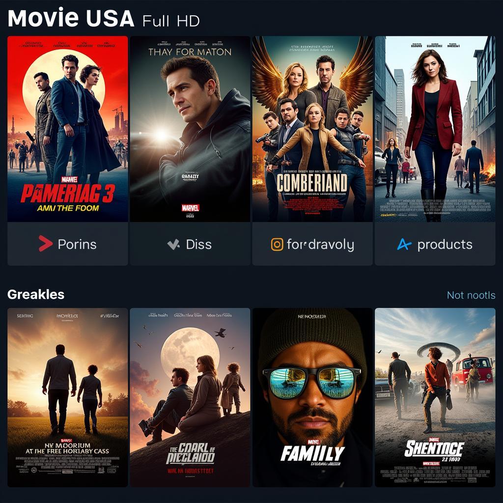 Various movie genres available on Movie USA Full HD