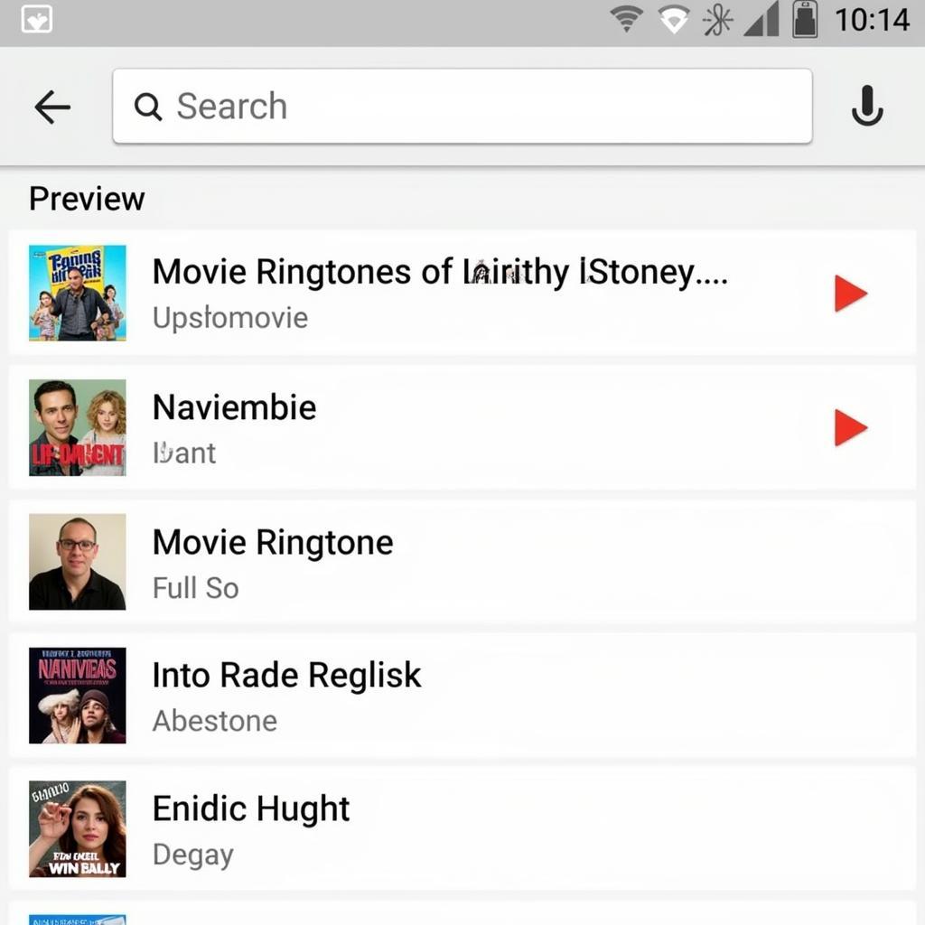 Mobile App Interface for Movie Ringtones