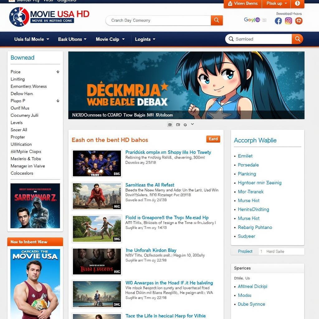 Movie USA Full HD Website Interface Showing 300mb MKV Movie Selection