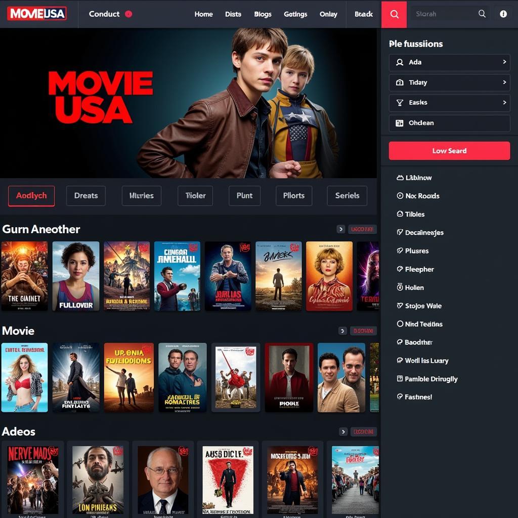 Movie USA Full HD Website Interface and Movie Selection