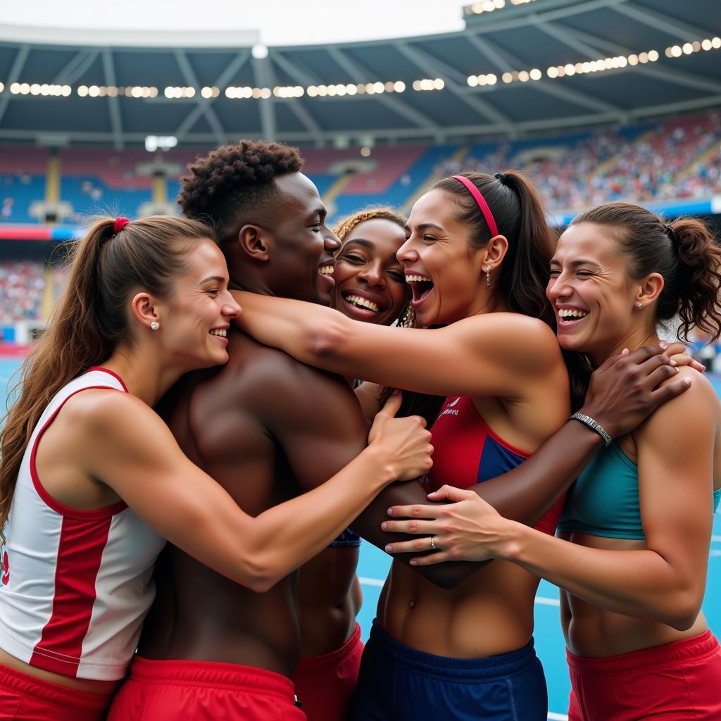 Olympic Athletes Celebrating Victory