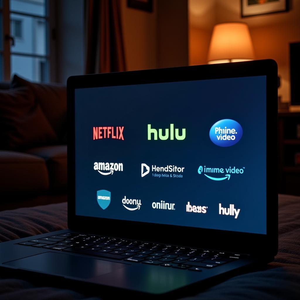 Various online movie streaming platforms displayed on a laptop