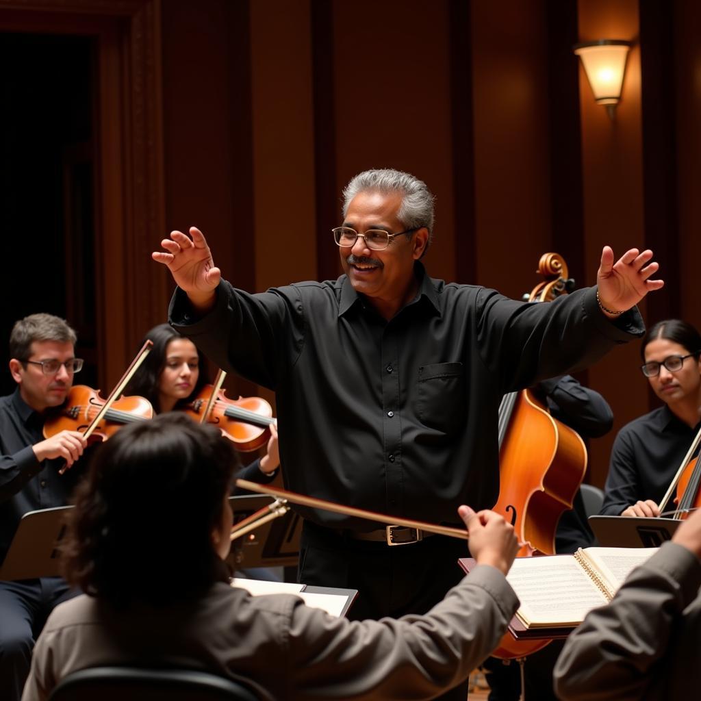 Ilaiyaraaja Conducting an Orchestra