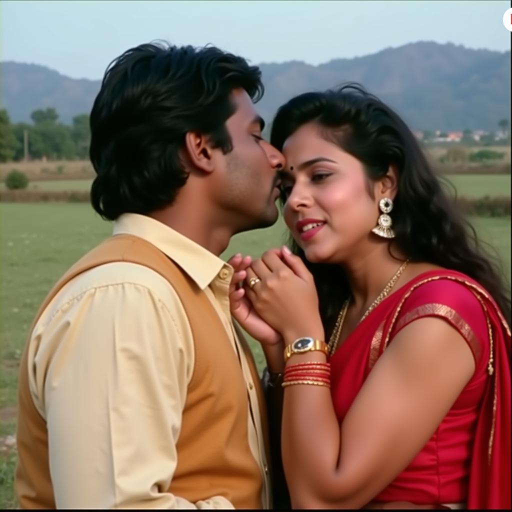 Vijayakanth and Radha in a Scene from Oor Mariyathai