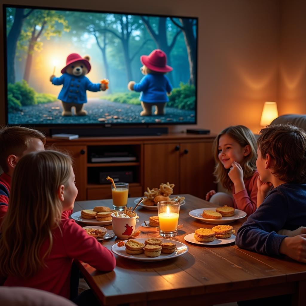 Family Enjoying a Paddington Movie Night