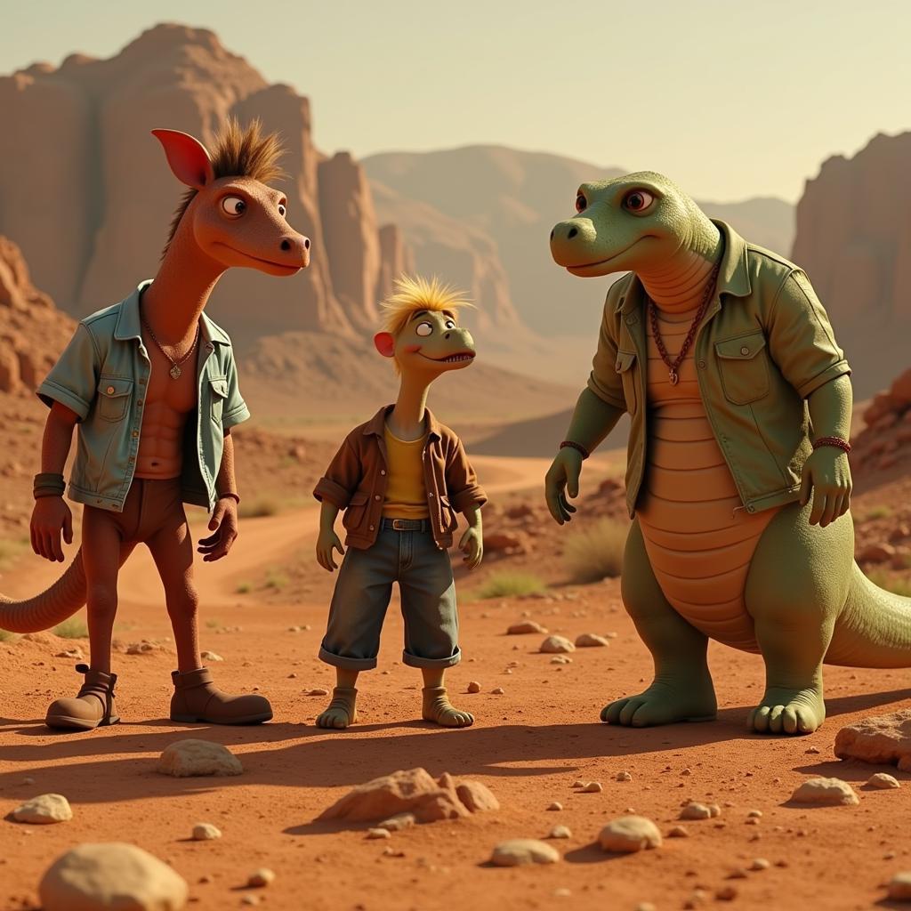 Rango Key Characters: Rango, Beans, and Rattlesnake Jake