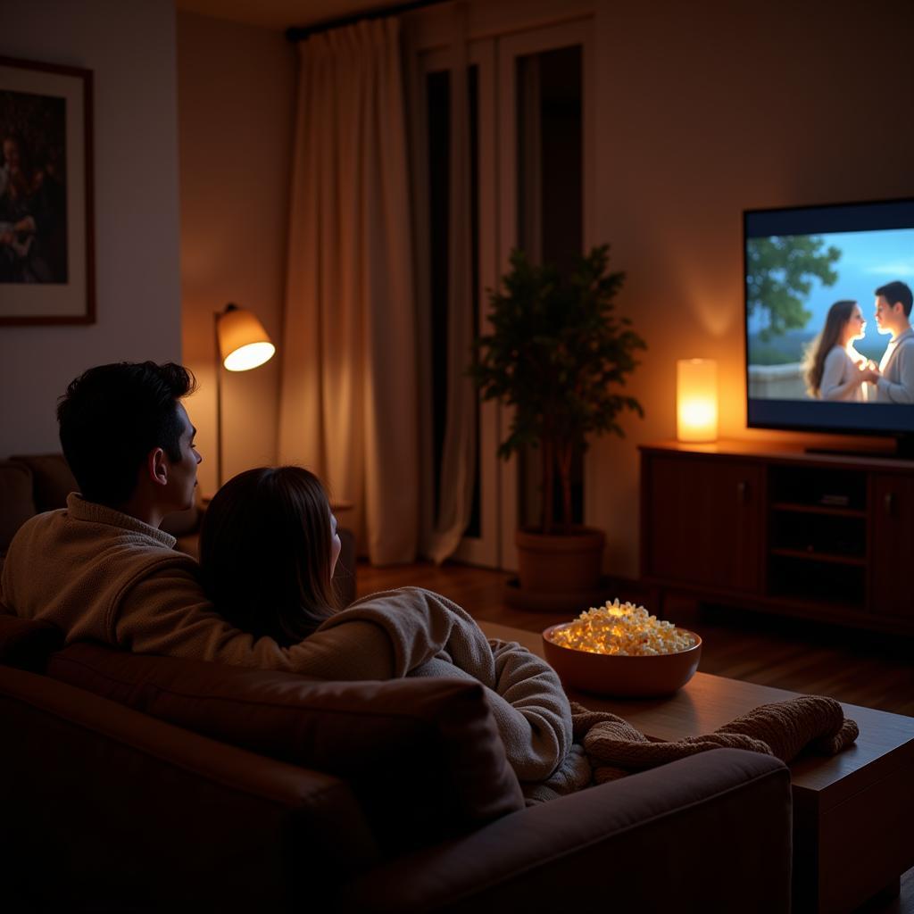 Romantic Movie Night Setup