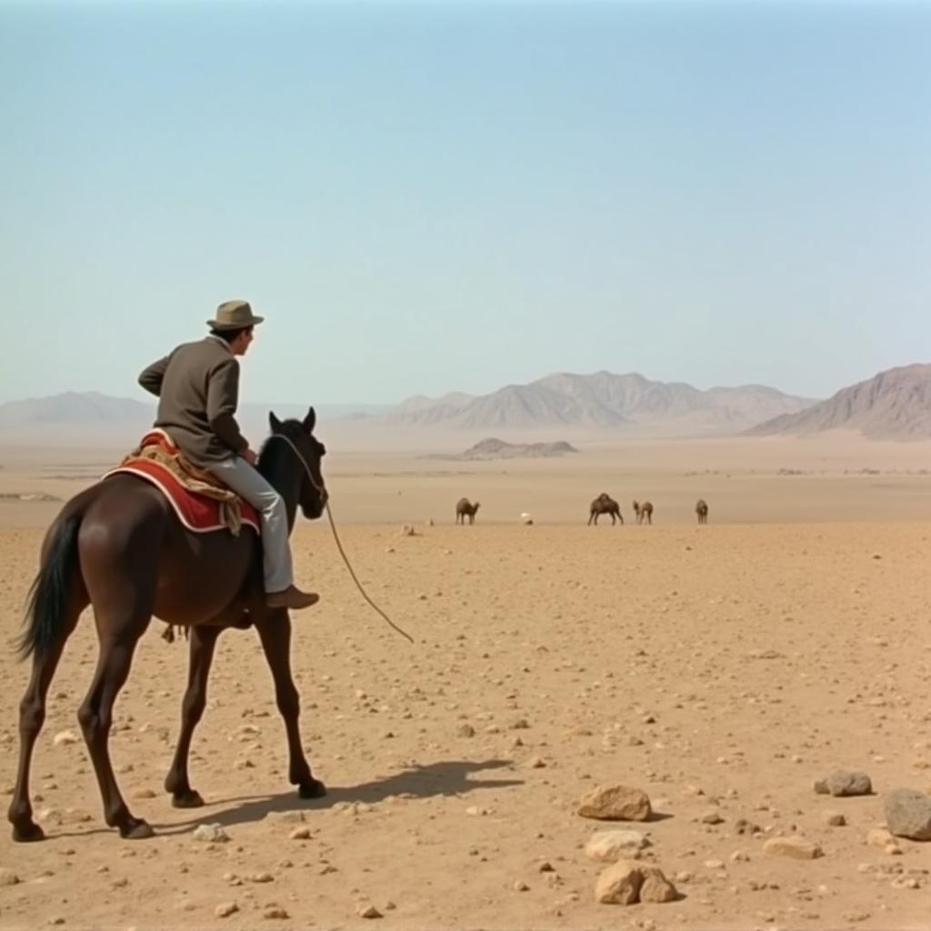 The vast desert landscape in Sirocco (1987).