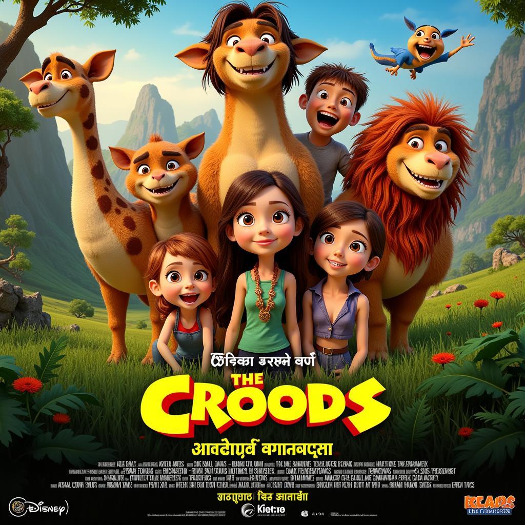 Poster for the Hindi dubbed version of The Croods.