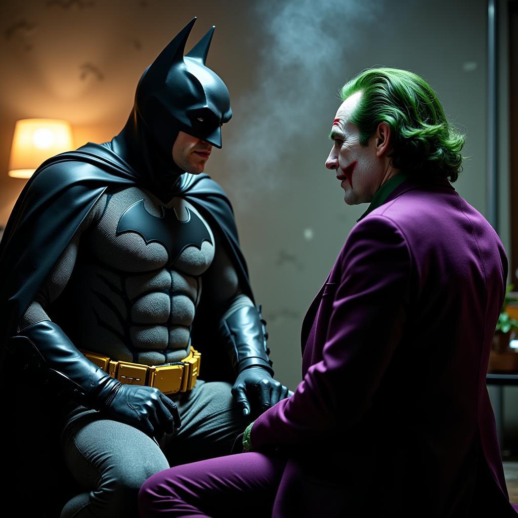 Batman Interrogating the Joker in The Dark Knight