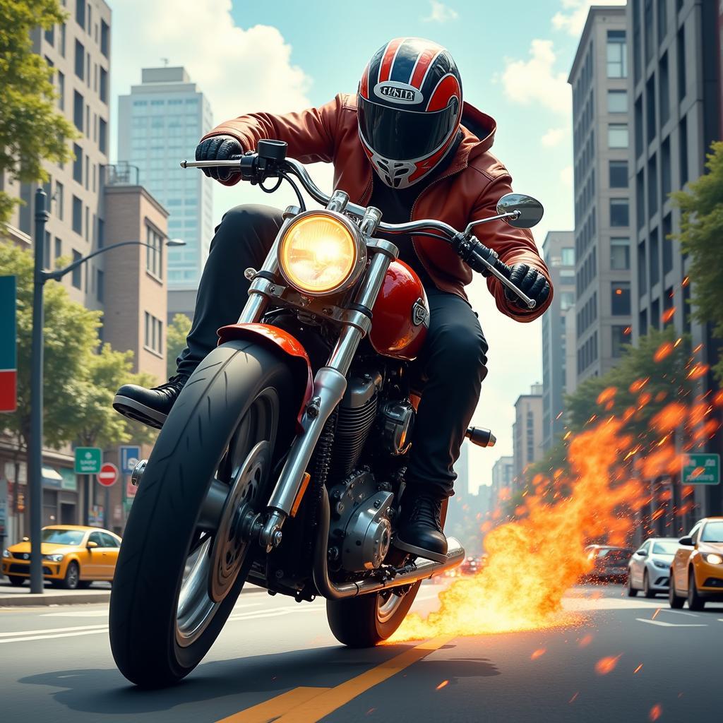 Bollywood movie wallpaper featuring an action scene with a motorcycle