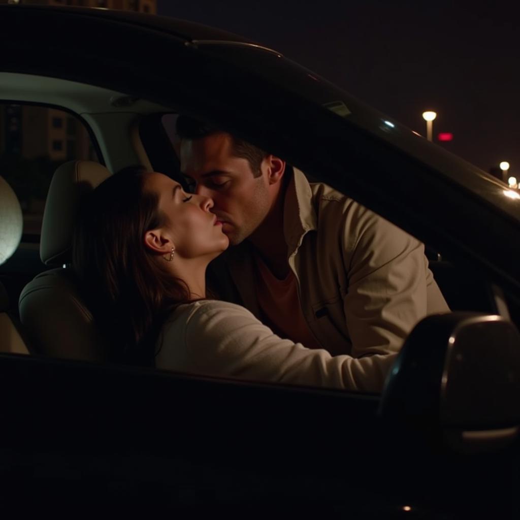 A Couple Engaging in Intimacy inside a Car