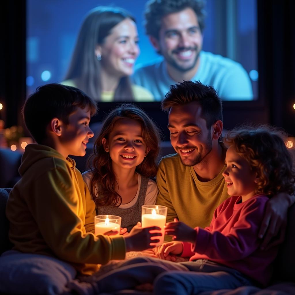 Family Watching Movie Together