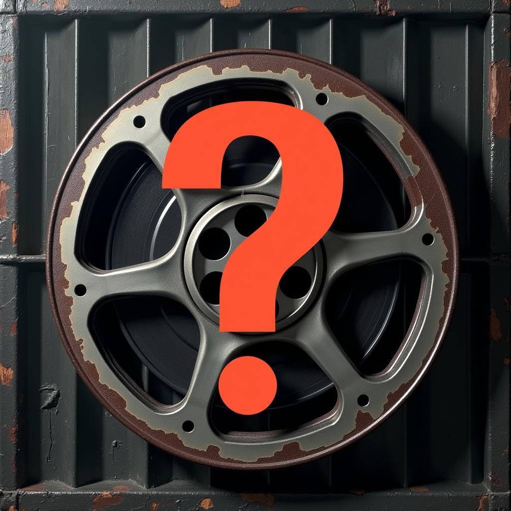 A symbolic representation of the uncertain future of Indian horror porn, depicted with a question mark superimposed on a film reel.