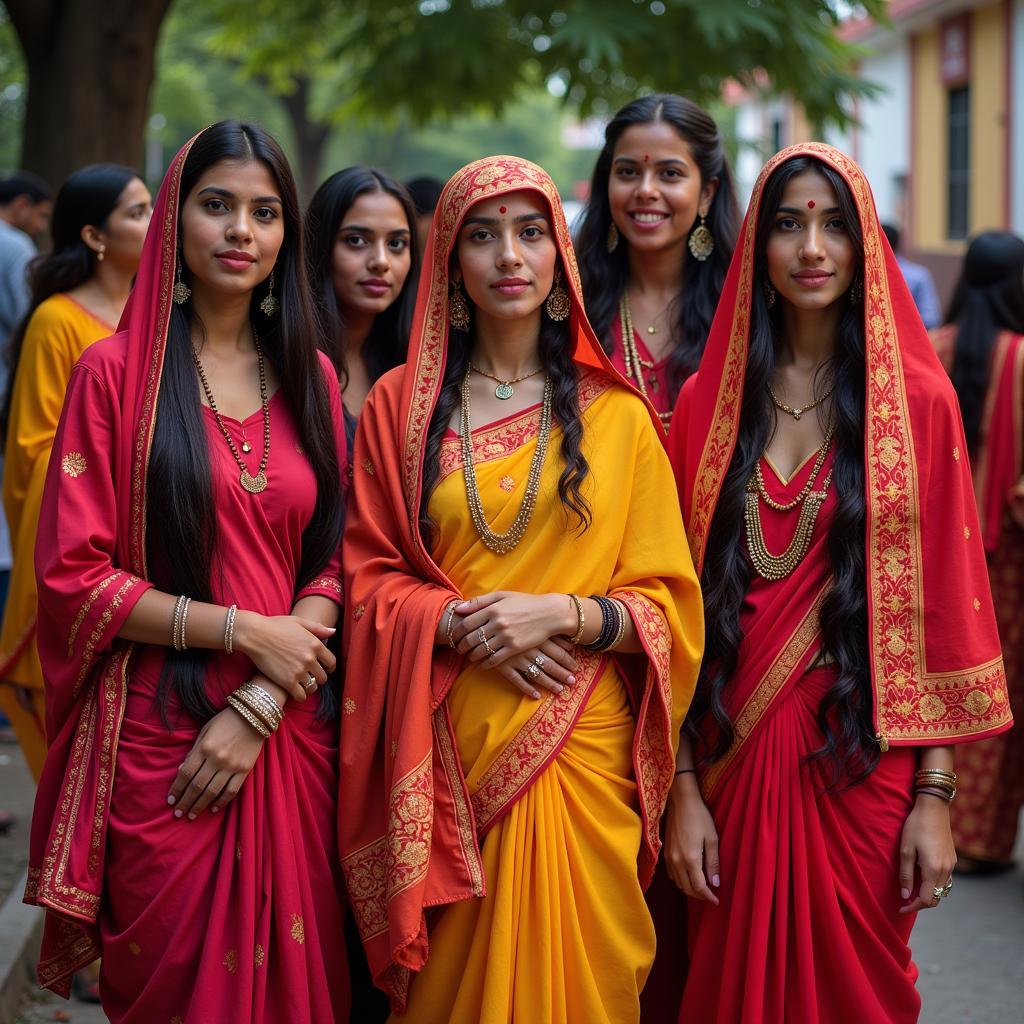 Portrait of a group of Indian Hijras in traditional clothing