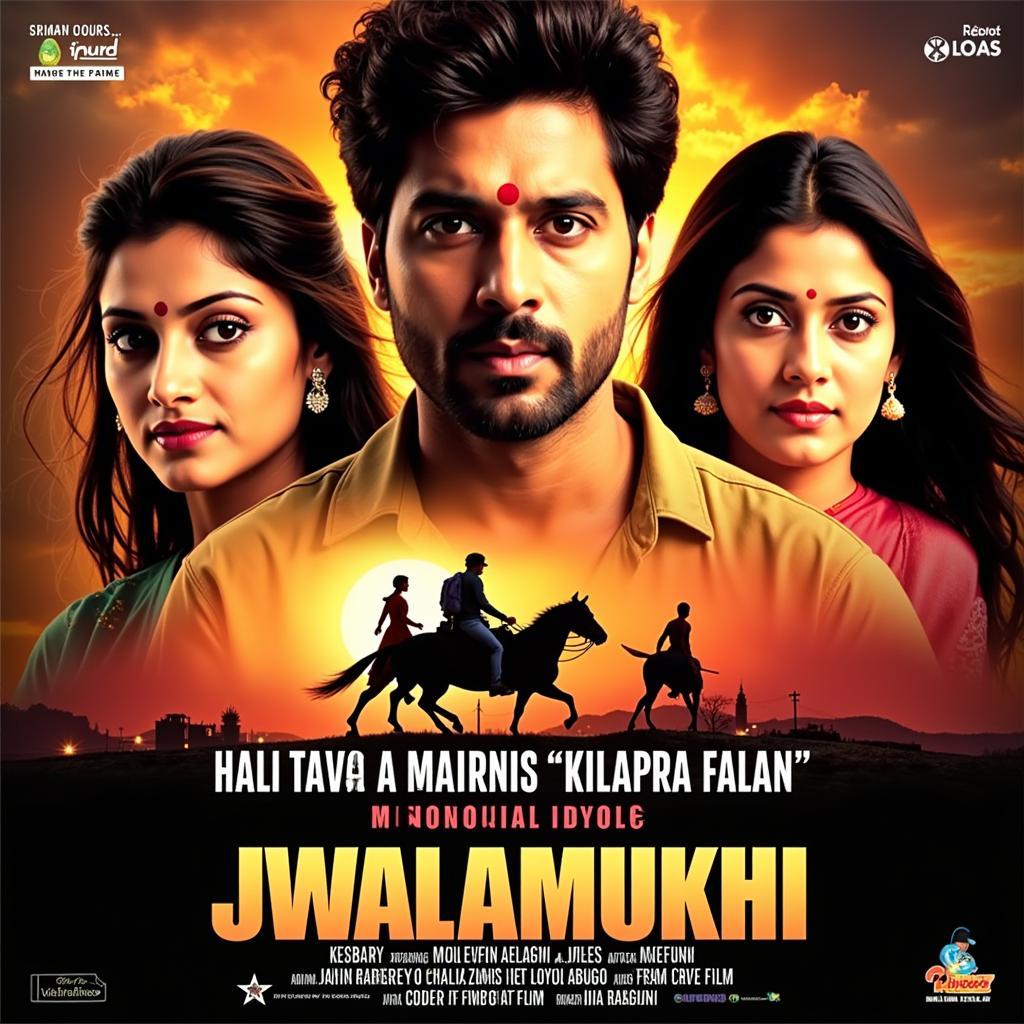 Jwalamukhi Movie Poster Featuring the Main Cast and Soundtrack Information