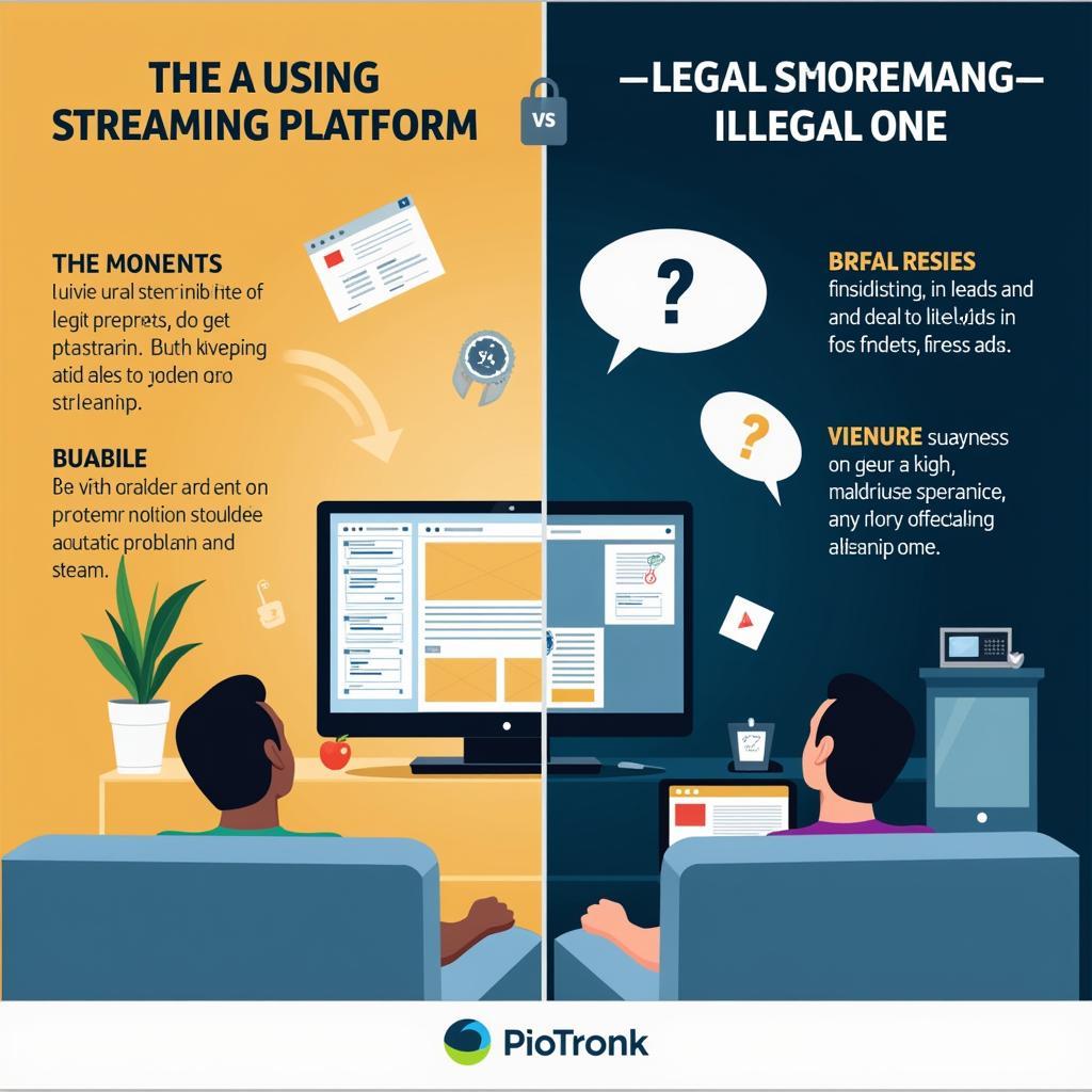 Secure Streaming Experience: A visual representation of a secure and enjoyable movie watching experience on a legal platform, contrasting it with the potential risks associated with illegal sites. 