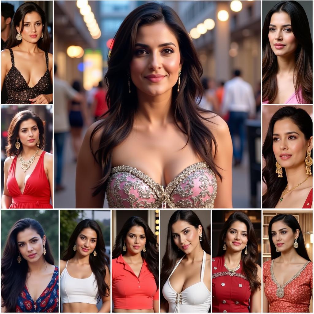 A collage showcasing Sunny Leone's diverse roles in film and television